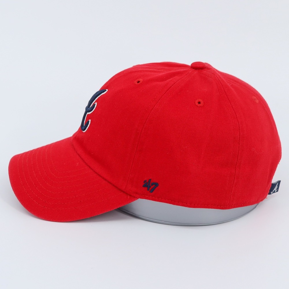 47 Brand Atlanta Braves Red Cleanup MLB Baseball Cap Adjustable Navy A Logo OSFA - Picture 3 of 11
